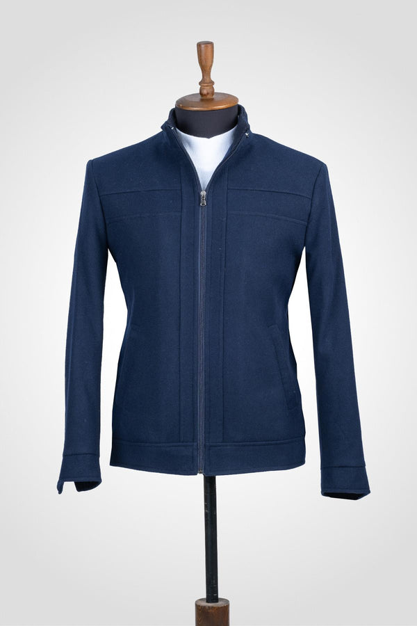 Suitmen Kısa Kaşe Kaban Lacivert