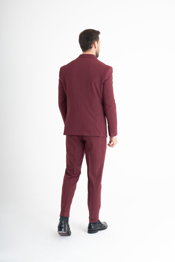 Süper Slim Fit Takım Elbise - Bordo